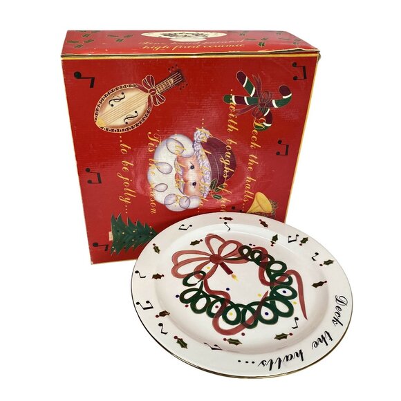 Cracker Barrel Deck The Halls Ceramic Cake Stand Hand Painted - Picture 1 of 7